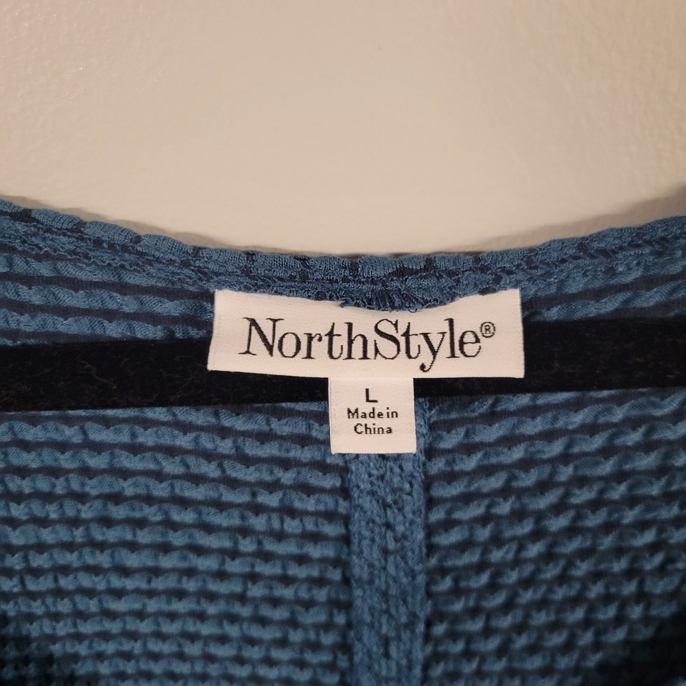 NorthStyle Teal Blue Textured Knit Tunic Dress Pockets Size L - Picture 6 of 8